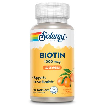 SOLARAY Biotin 1000mcg Lozenges - Biotin Supplement with Vitamin A - Nerve Function and Cellular Energy Support - Natural Orange Juice Flavor, Great Taste, 60-Day Guarantee, 100 Servings, 100 Lozenges