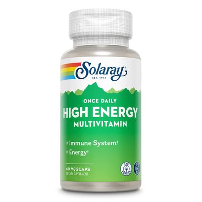 SOLARAY Once Daily High Energy Multivitamin, w/No Iron | Complete Multi w/Whole Food & Herb Base | Non-GMO | 60 VegCaps