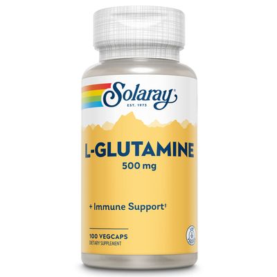 SOLARAY L Glutamine Capsules 500 mg - Immune Support Supplement - Free Amino Acid - Lab Verified, 60-Day Money-Back Guarantee - 100 Servings, 100 VegCaps