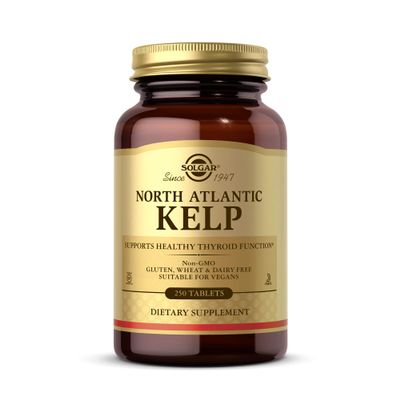Solgar North Atlantic Kelp, 250 Tablets - Gluten Free, Dairy Free, Kosher