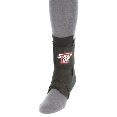 Swede-O Strap Lok Laced Ankle Brace with Dual Strap Locking System, Black, XXLarge