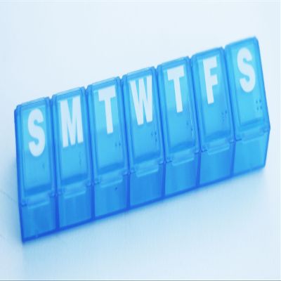 7 Day Pill Reminder - Size Small - Clear, Blue or Green (Colors may vary)