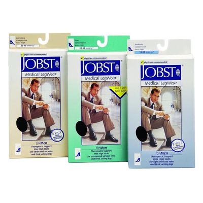 JOBST forMen Compression Socks, 20-30 mmHg, Thigh High, Closed Toe, Small, Black