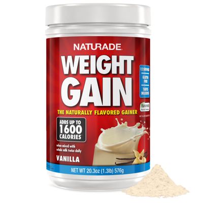 Naturade Weight Gain Nutrition Drink Mix for Healthy Weight Support, Balanced Calories with Protein, Vitamins & Minerals, Vanilla - 20.3 oz