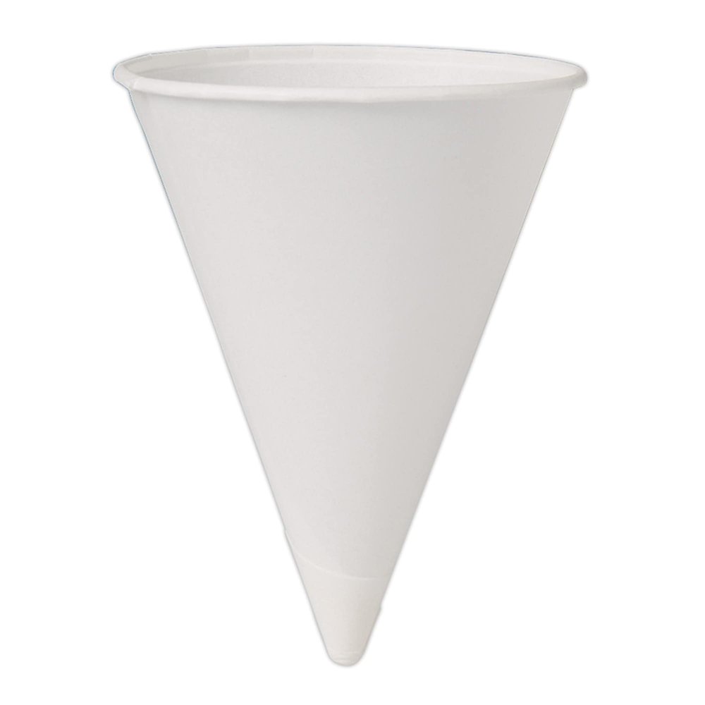 SOLO Cup Company Solo 4BR 200 Piece Cup Company Cone Water Cups, Cold, Paper, White, 4 oz.