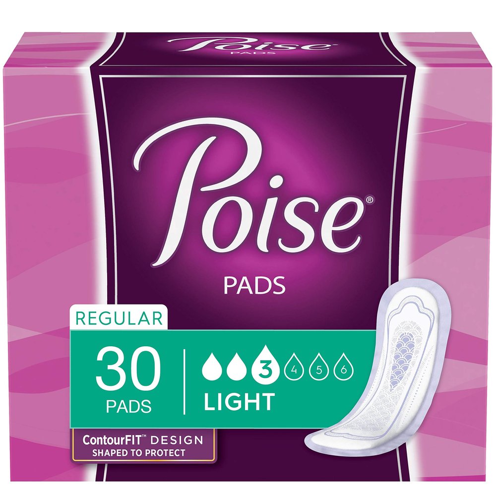 Poise Ultra Thin Pads, Light Absorbency Regular Length, 30 Count