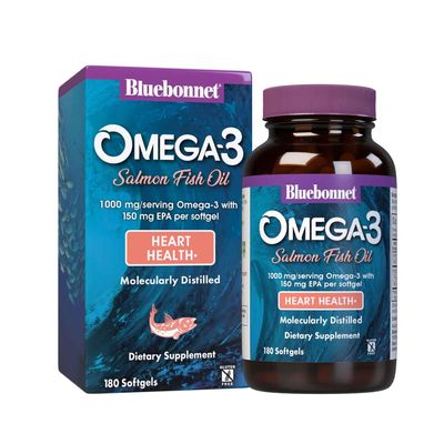 BlueBonnet Natural Omega-3 Salmon Oil Softgels, 180 Count, White