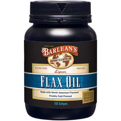 Barlean's Omega 3 6 9 Lignan Flaxseed Oil Supplements, Cold-Pressed Flax Seed Supplement Softgels with 1550 mg ALA Fatty Acids, 100 Count