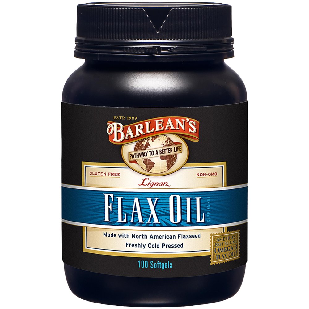 Barlean's Omega 3 6 9 Lignan Flaxseed Oil Supplements, Cold-Pressed Flax Seed Supplement Softgels with 1550 mg ALA Fatty Acids, 100 Count