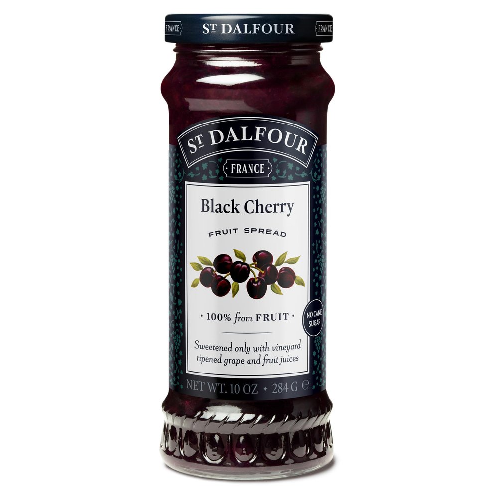 St. Dalfour Black Cherry Fruit Spread - 10oz - 100% from Fruit, No Artificial Ingredients, Non-GMO, No Cane Sugars, All Natural, Made in France
