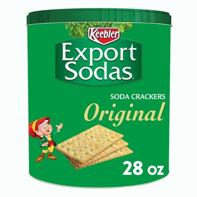 Keebler Export Sodas Soda Crackers, Soup Crackers, Lunch Snacks, Original, 28oz Can (1 Can)