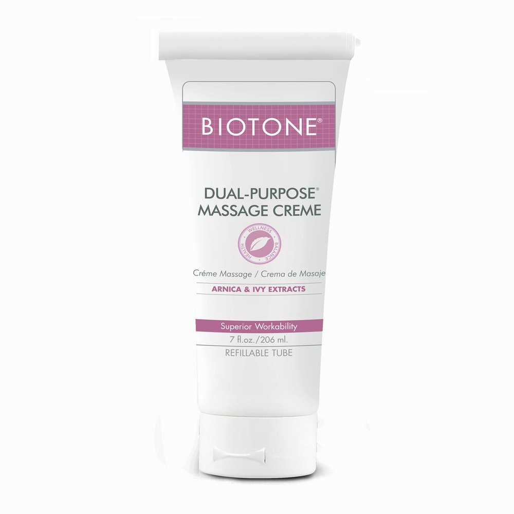 BIOTONE Dual-Purpose Massage Crme with Arnica and Ivy Extracts, Pure Ingredients, Effortless Glide, Luxurious Feel, More Workability, Less Reapplications