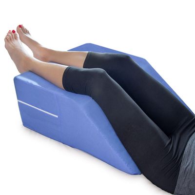 DMI Firm Wedge Pillow, Leg Pillow, Bolster Pillow, FSA Eligible Incline Pillow for Leg Elevation, Snoring, Foot Circulation, Pregnancy, Sciatica, Blue, 28.9 x 19.5 x 10