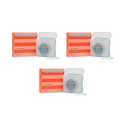 Cocofloss Woven Dental Floss, Dentist-Designed Oral Care, Strawberry Scent, Waxed, Expanding, Kid-Friendly String Floss with Coconut Oil, 3 Spools (33 yd Each)