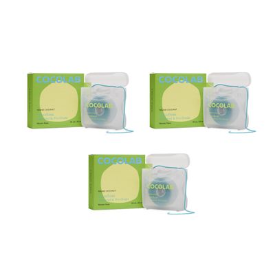 Cocofloss Woven Dental Floss, Dentist-Designed Oral Care, Coconut Scent, Waxed, Expanding, Kid-Friendly String Floss with Coconut Oil, 3 Spools (33 yd Each)