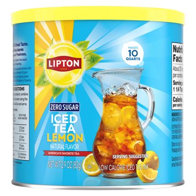 Lipton Diet Lemon Iced Tea Mix  Pack of 2, 10 Quarts Each (Total 20 Quarts)  Zero Sugar, Caffeinated Powder Drink Mix