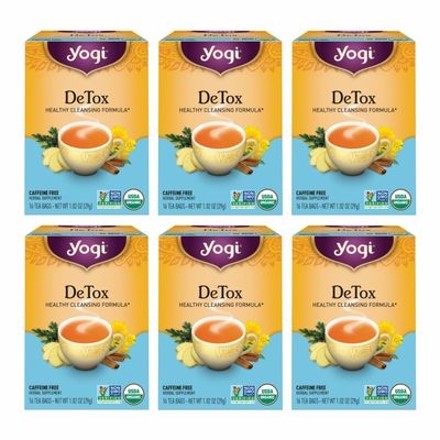 Yogi Tea DeTox Tea - 16 Tea Bags per Pack (6 Packs) - Organic Detox Tea for Digestive & Circulation Support - Includes Burdock, Dandelion, Ginger Root, Black Pepper, Cardamom & Juniper Berry