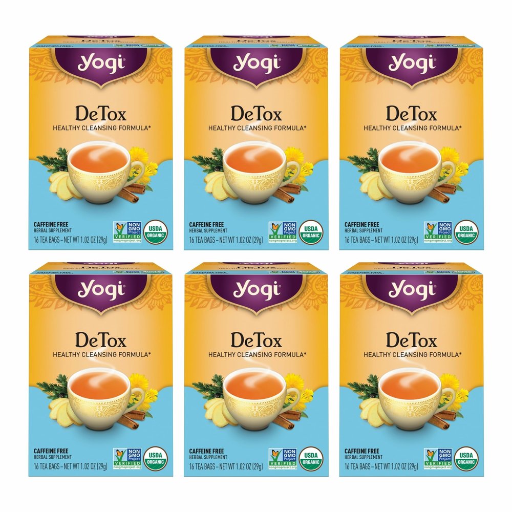 Yogi Tea DeTox Tea - 16 Tea Bags per Pack (6 Packs) - Organic Detox Tea for Digestive & Circulation Support - Includes Burdock, Dandelion, Ginger Root, Black Pepper, Cardamom & Juniper Berry