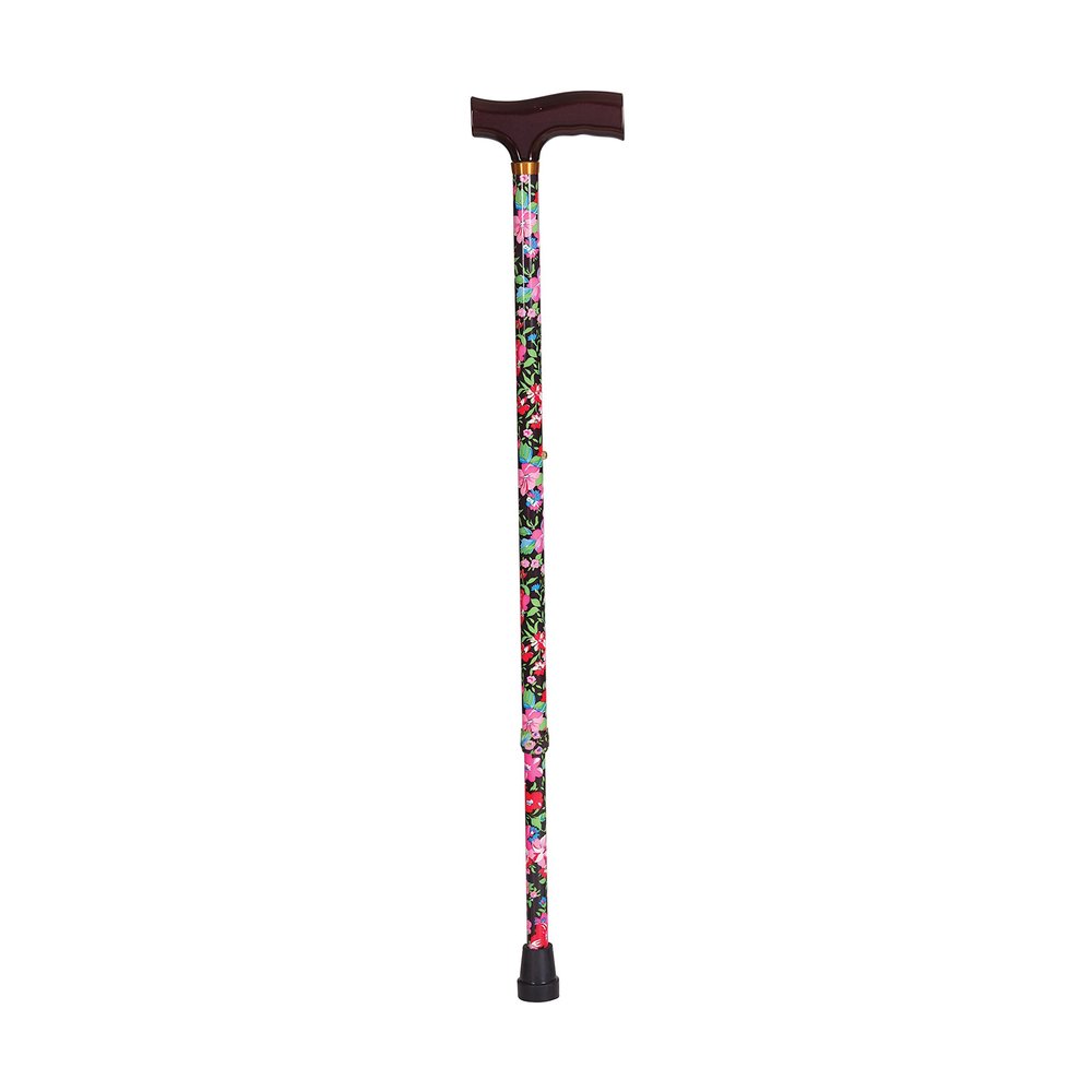 DMI Lightweight Aluminum Walking Cane with Derby-Top Handle, Floral