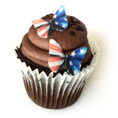 American Flag Red White Blue Wafer Paper Butterflies 1 Inch for Decorating Desserts Pack of 24