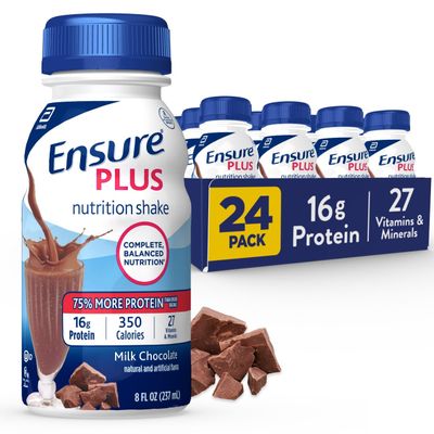 Ensure Plus Nutrition Shake With 16 Grams of Protein, Meal Replacement Shakes, Milk Chocolate, 8 Fl Oz (Pack of 24)