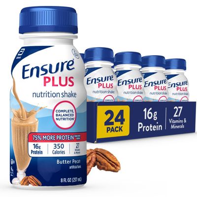 Ensure Plus Butter Pecan Nutrition Shake | Meal Replacement Shake | Ready To Drink | 16g Protein and 27 Vitamins and Minerals | 8 fl oz - 24 Pack