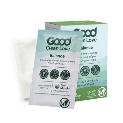 Good Clean Love Balance Feminine Wipes pH-Balanced, Organic Aloe (12 Count)