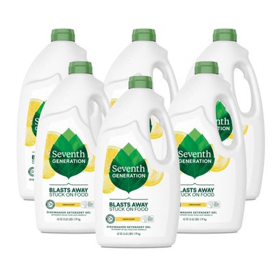 Seventh Generation Dishwasher Detergent Gel Liquid Soap Lemon Scent Dish Detergent 42 oz, Pack of 6