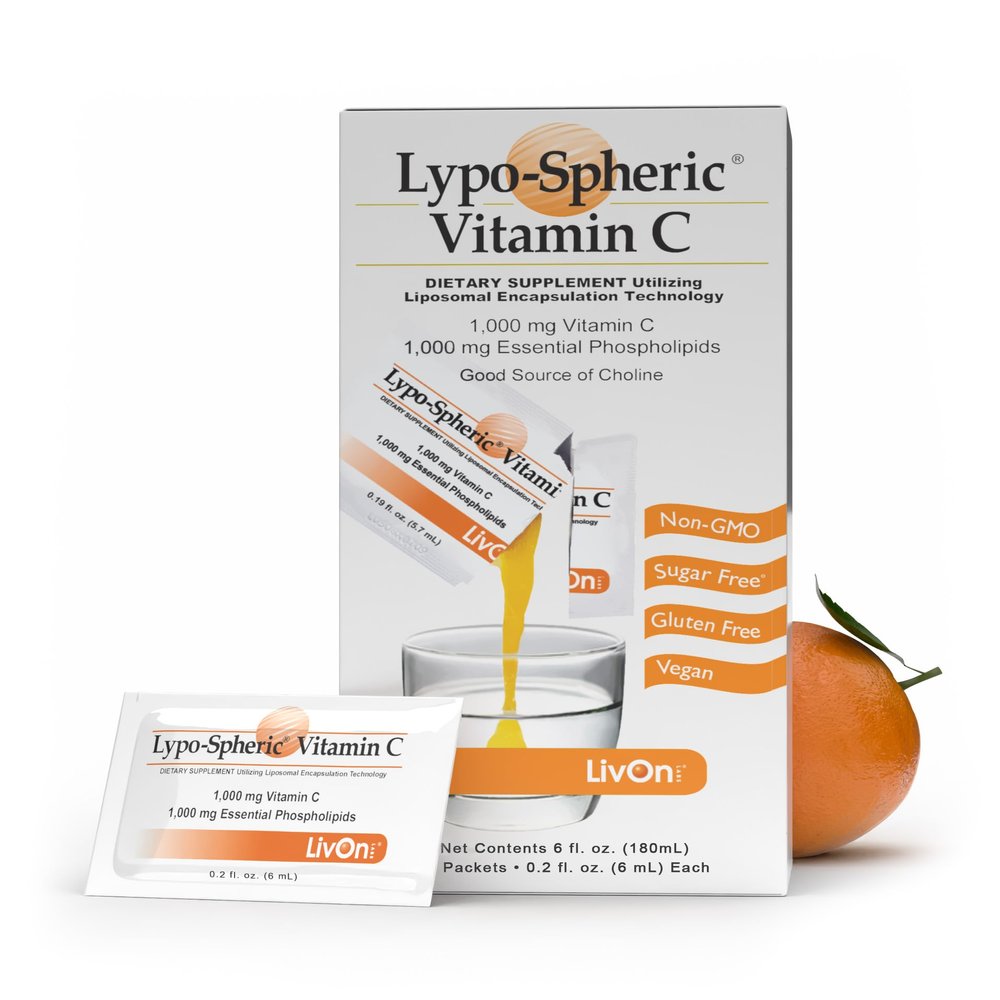 LivOn Laboratories LypoSpheric Liposomal Vitamin C 1000mg - No Sugar, Immune Support, Plant Based - Easy to Swallow, Absorbable - NonGMO, Gluten Free (0.2 fl oz Individual 30 Packets)