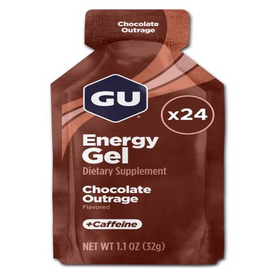 GU Energy Original Sports Nutrition Energy Gel, Chocolate Outrage, 24 Count Box