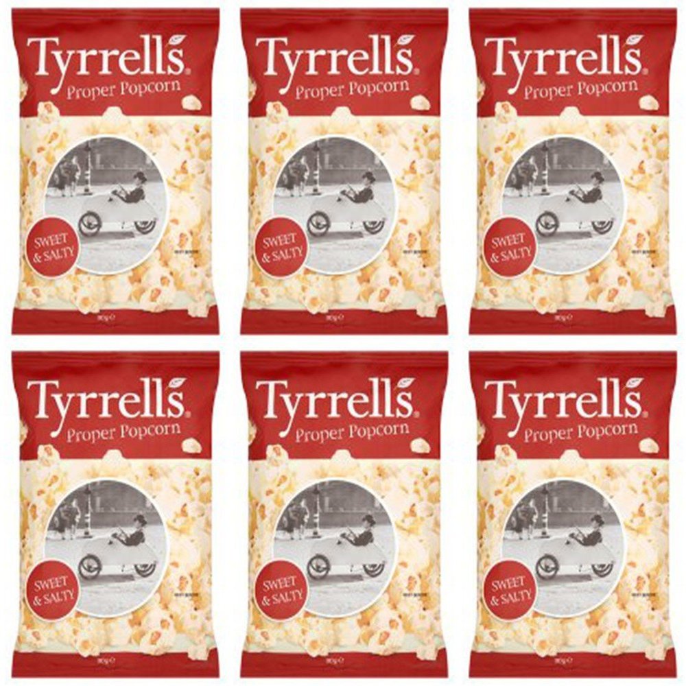 (6 Pack) - Tyrrells - Popcorn Sweet & Salty | 80g | 6 Pack Bundle