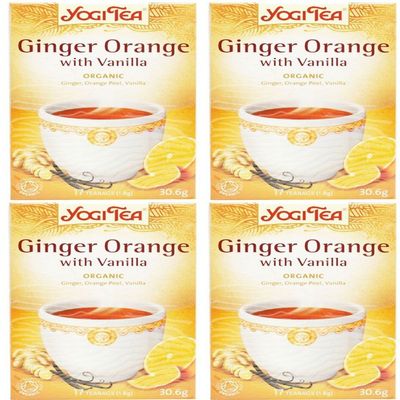 (4 PACK) - Yogi Tea - Ginger Orange with Vanilla Tea | 17 Bag | 4 PACK BUNDLE