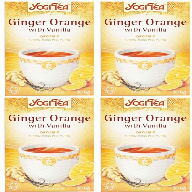 (4 PACK) - Yogi Tea - Ginger Orange with Vanilla Tea | 17 Bag | 4 PACK BUNDLE