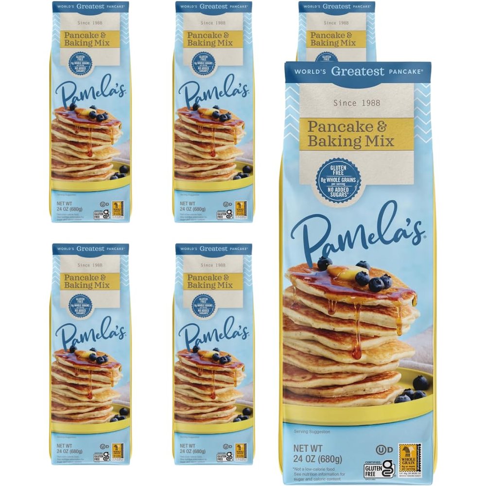Pamela's Gluten Free Baking and Pancake Mix, Waffles, Cake & Cookies Too, Kosher, 1.5-Pound Bag (Pack of 6)