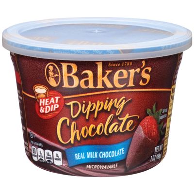 Baker's Dipping Chocolate, Milk Chocolate, 7-Ounce Microwavable Tubs (Pack of 8)