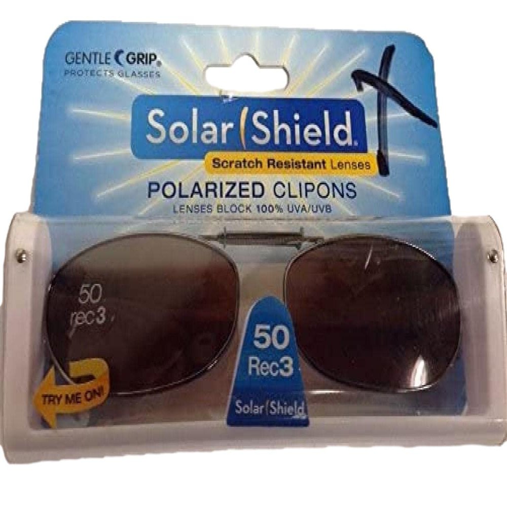 Solar Shield Clip-on Polarized Sunglasses Size 50 Rec 3 Brown Full Frame New