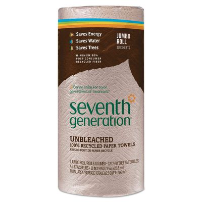 Seventh Generation Unbleached Paper Towels, 100% Recycled Paper, 30 Jumbo Rolls
