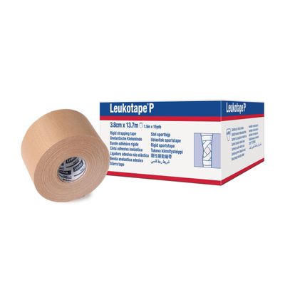 Leukotape P Adhesive Strapping Tape for Sports Injuries, Strains and Sprains - 1.5 in x 15 yds, Tan, (1 Roll)