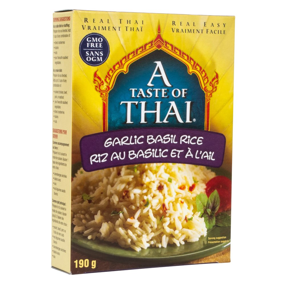 A Taste of Thai Jasmine Rice Instant (Garlic Basil Coconut Rice) Authentic Thai White Rice Organic, Flavored with Classic Thai Spices | Gluten-Free, Non-GMO Instant Heat & Eat- 6 Pack, 6.7 oz