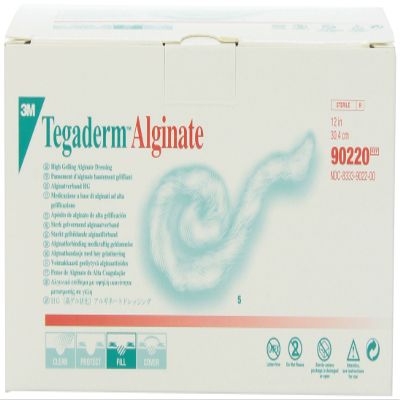 3M Tegaderm High Gelling Alginate Dressing, 90220, 1 in x 2 in, Rope Style Dressing, 5/Carton, 4 Cartons/Case