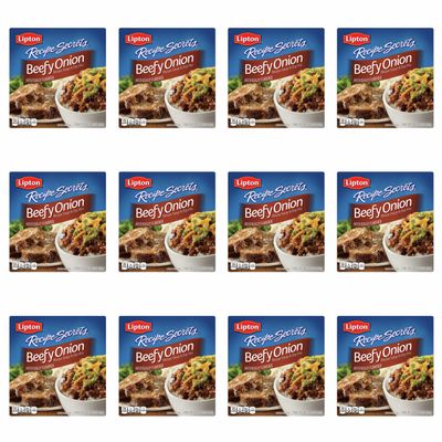 SOUP SECRETS Lipton Recipe Soup and Dip Mix For a Delicious Meal Beefy Onion Great With Your Favorite Recipes, Dip or Soup Mix 2.2 oz, Pack of 12