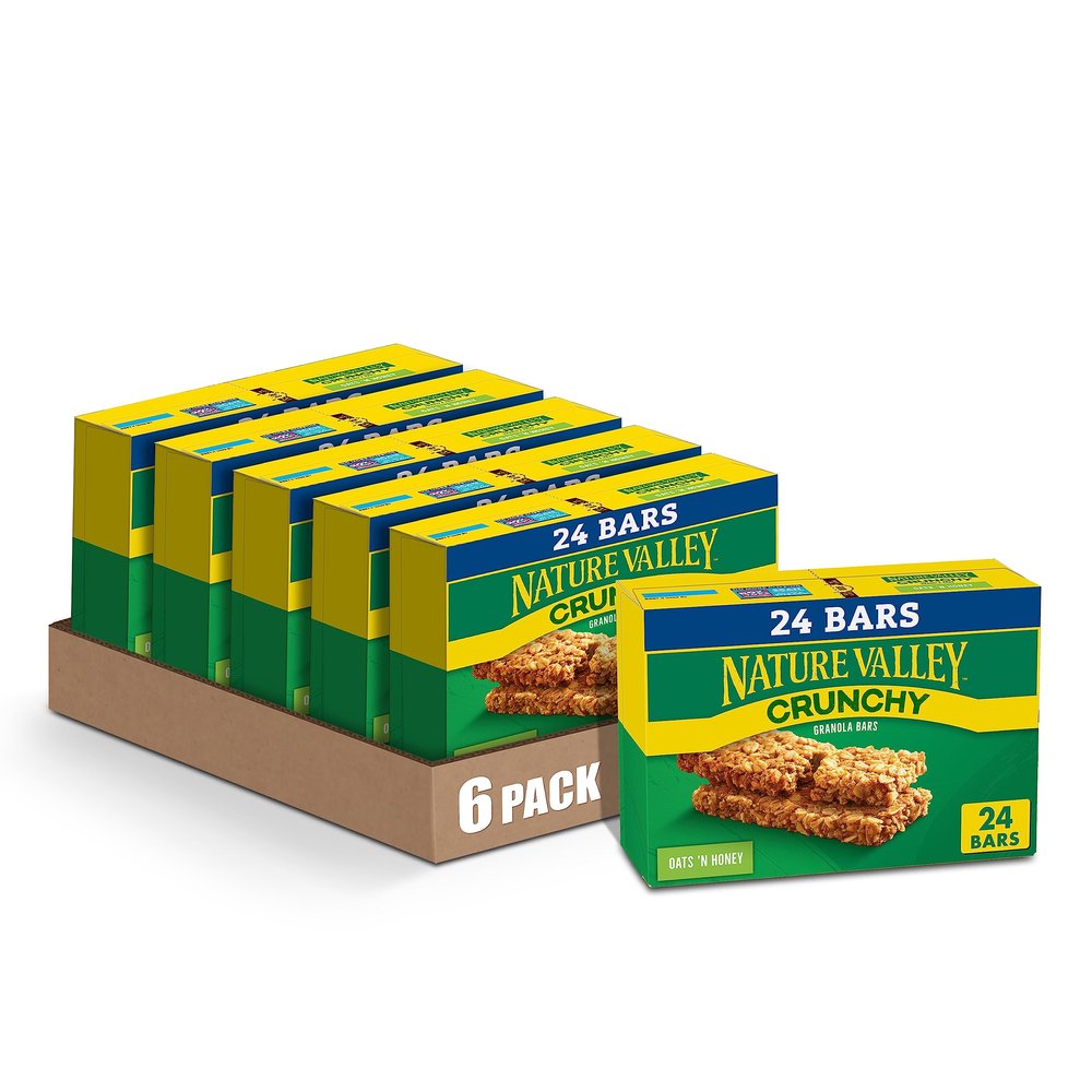 Nature Valley Crunchy Granola Bars, Oats 'n Honey, 24 Bars, 17.88 OZ (12 Pouches) (Pack of 6)