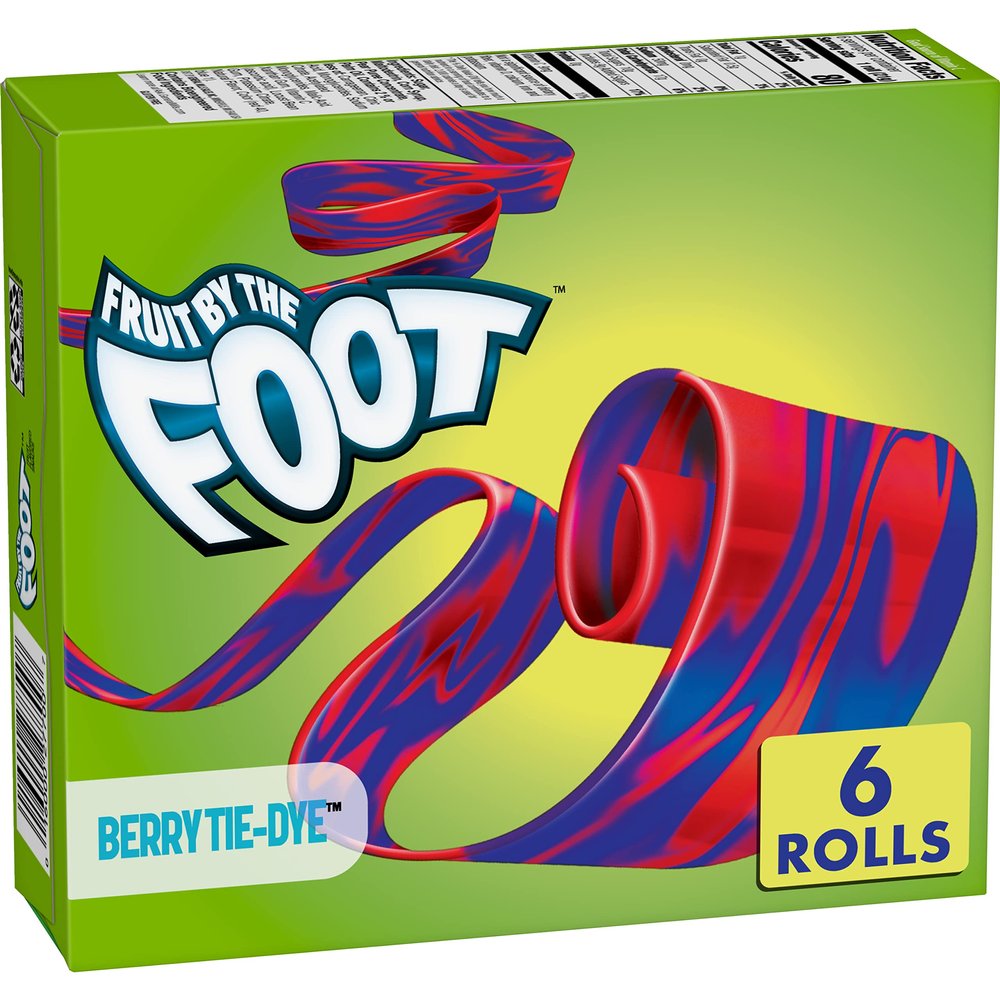 Betty Crocker Fruit Snacks, Fruit by the Foot, Berry Tie-Dye, 6 Rolls, 0.75 oz Each (Pack of 12)