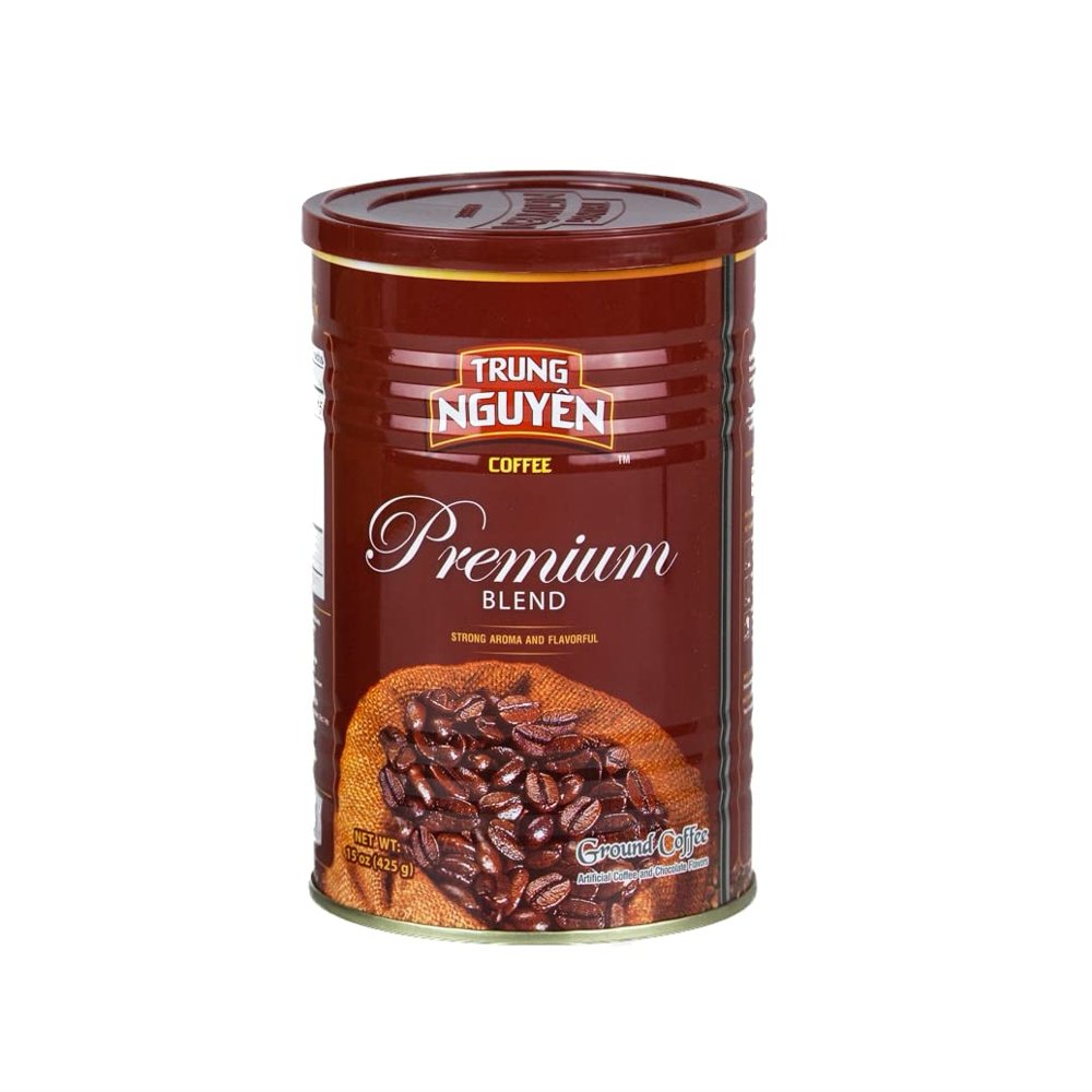 Trung Nguyen Premium Blend Roasted Ground Coffee Blend Strong and Bold Arabica & Robusta Chocolate Flavor Vietnamese Coffee 1 Can (15 oz)