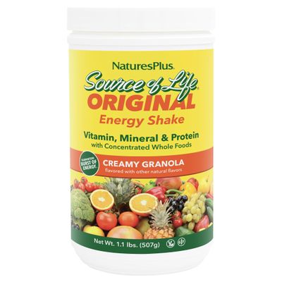 Natures Plus Source of Life Energy Shake, Creamy Granola - 1.1 lbs - Provides 13g Complete Protein, Vitamins & Minerals - Non-GMO, Gluten Free, Vegetarian - 13 Total Servings