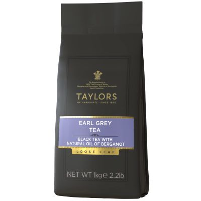 Taylors of Harrogate Earl Grey, Black Tea, Loose Leaf, 1 Kilo Bag|2.2lb, Fragrant, Delicate & Light, Caffeinated, Premium Whole Leaf Tea