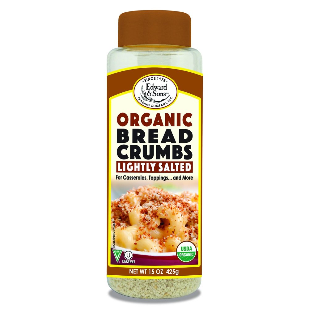 Edward & Sons Organic Lightly Salted Breadcrumbs - Perfect for Coating, Low Sodium Breadcrumbs, Wheat Flour, USDA Organic - 15 Oz (Pack of 6)