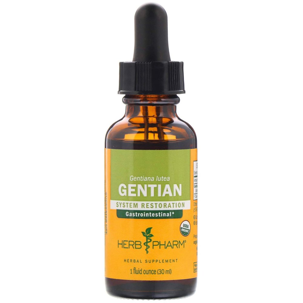 Herb Pharm Certified Organic Gentian Liquid Extract for Digestive Support - 1 Ounce