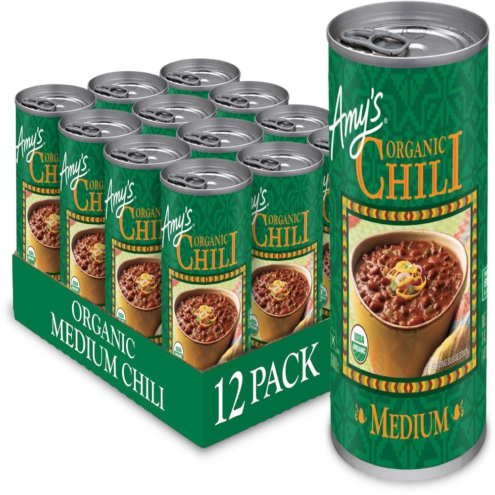 Amy's, Chili, Gluten Free, Vegetarian, Organic, Medium Spice, Jalapeo Pepper, 14.7 oz, Pack of 12.