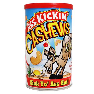 ASSKICKIN' Roasted Hot & Spicy Cashews - Habanero Flavored Spicy Nuts  6oz. Resealable Can - Perfect Spicy Snacks for Adults